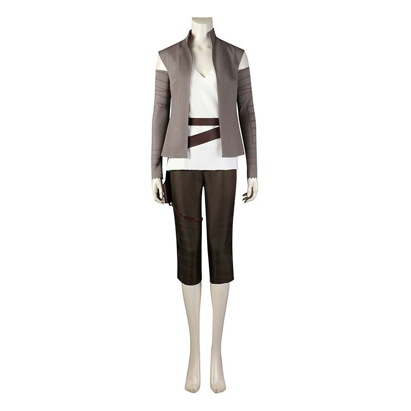 Rey Star Wars Wanderer-Outfit Cosplay Kostuem Damen Grau