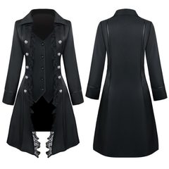 Spitzen-Frackjacke – Gothic Damenmantel mit Rüschen für Halloween