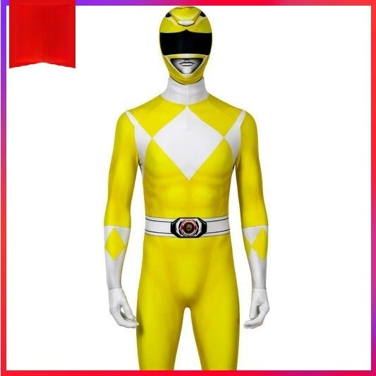 Tiger Ranger Power Rangers Anzug Cosplay Kostuem Damen Gelb Weiss