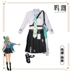 Wuthering Waves Schuluniform Cosplay Kostuem Damen Weiß Schwarz