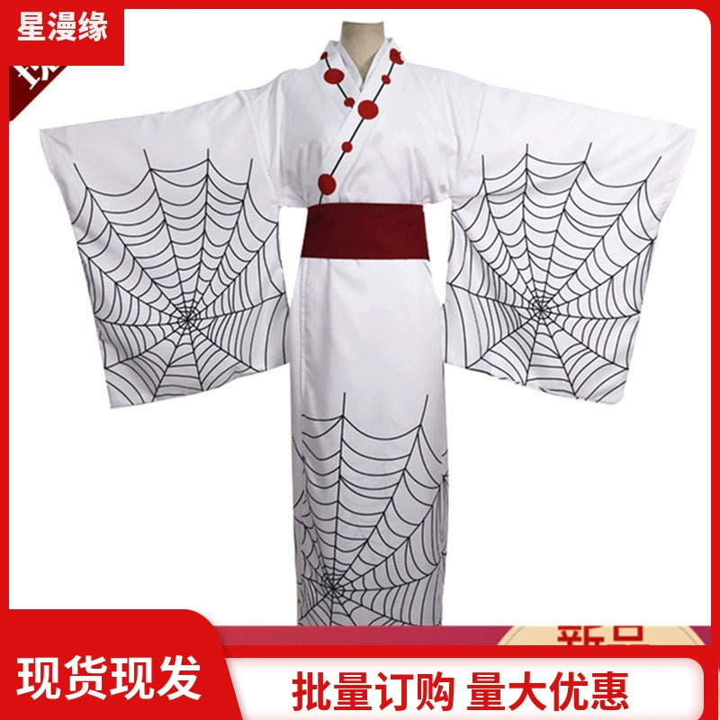 Rui Demon Slayer Kimono-Set Cosplay Kostuem Damen Weiß Rot