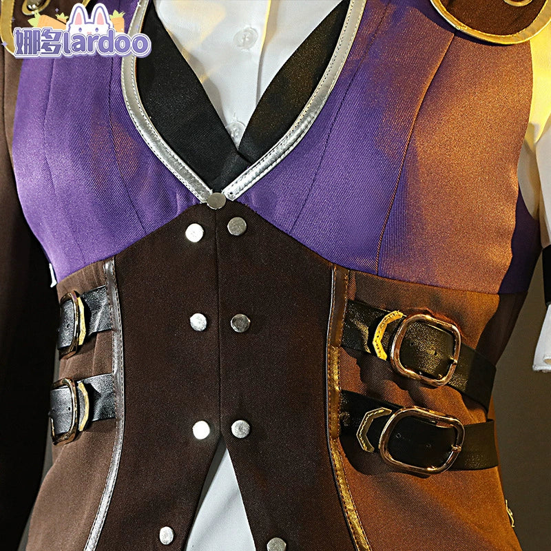 Caitlyn League of Legends Uniform-Set Cosplay Kostuem Damen Lila