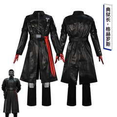 Warden Geros Delta Force Leder-Mantel-Set Cosplay Kostuem Damen