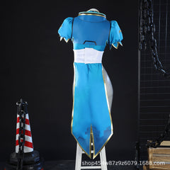 Juno Chun-Li Skin Overwatch Qipao Cosplay Kostuem Damen Blau Gold