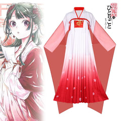 Maomao The Apothecary Diaries Blumen-Hanfu Cosplay Kostuem Damen Weiß Rot