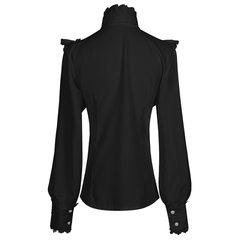 Viktorianische Gothic-Bluse – Stickerei mit Rüschenkragen, DAMEN
