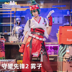 Kiriko Overwatch Kimono Cosplay Kostuem Damen Weiss Rot