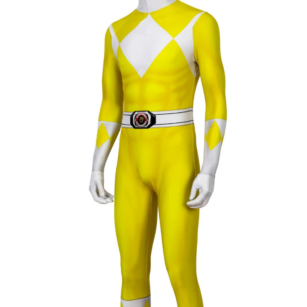 Tiger Ranger Power Rangers Anzug Cosplay Kostuem Damen Gelb Weiss