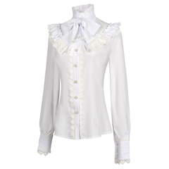 Viktorianische Gothic-Bluse – Stickerei mit Rüschenkragen, DAMEN