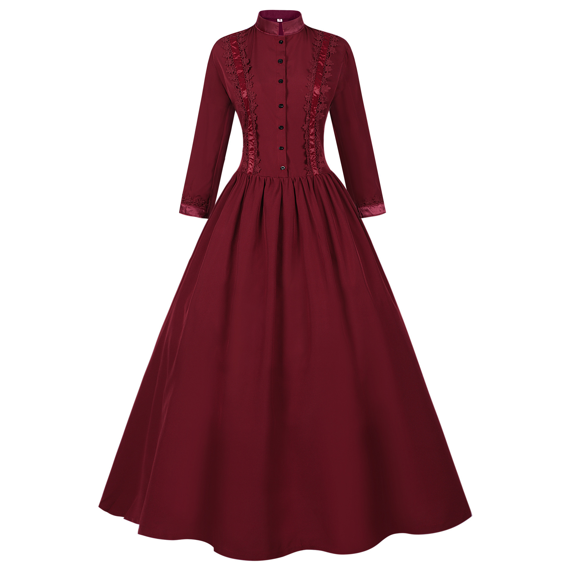 Gothic-Stehkragenkleid – viktorianisches Samtkleid für Halloween, DAMEN