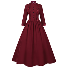 Gothic-Stehkragenkleid – viktorianisches Samtkleid für Halloween, DAMEN