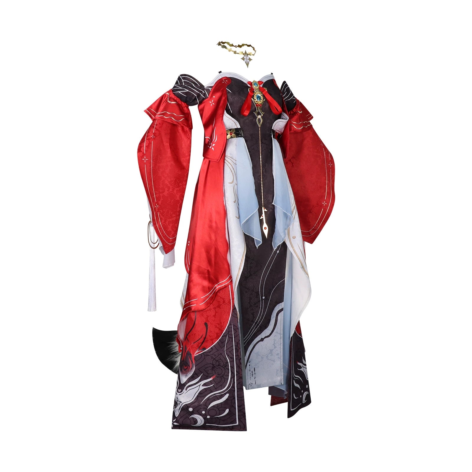 Wuthering Waves Festliches Kleid Cosplay Kostuem Damen Rot Schwarz