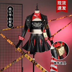 Burnice Zenless Zone Zero Biker-Outfit Cosplay Kostuem Damen Schwarz