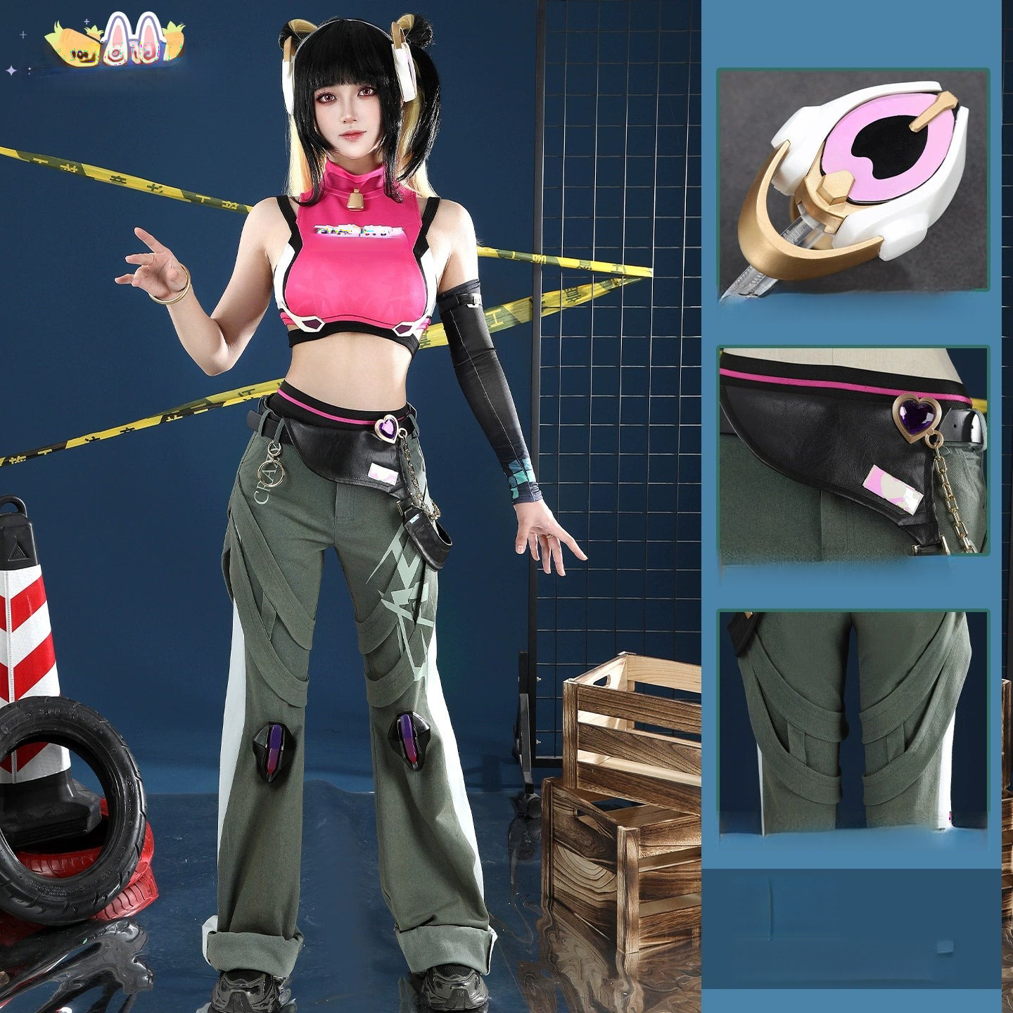 Juno Overwatch Anzug Cosplay Kostuem Damen Rosa Schwarz
