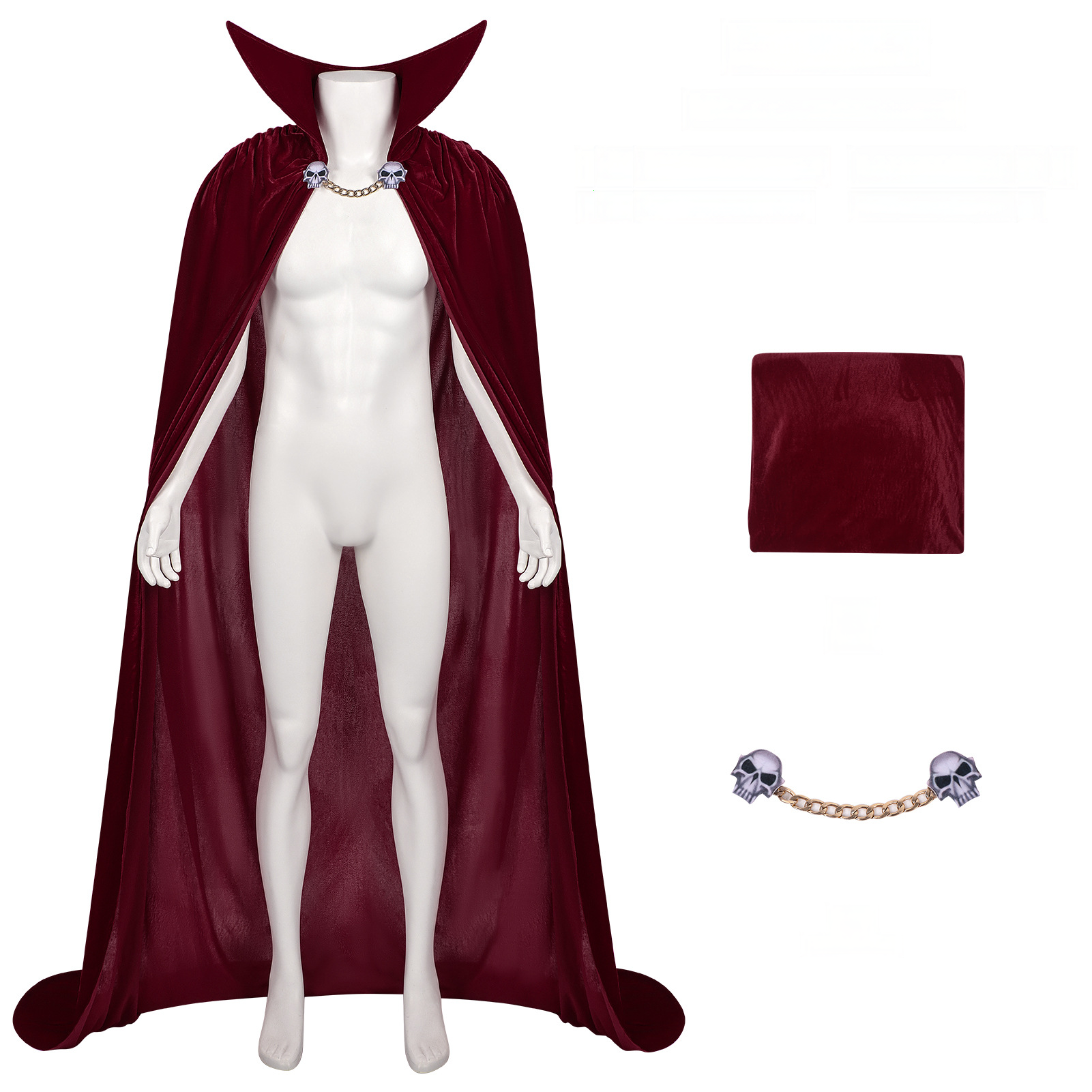 Vampir-Umhang aus Samt – Gothic-Cape mit hohem Kragen für Halloween