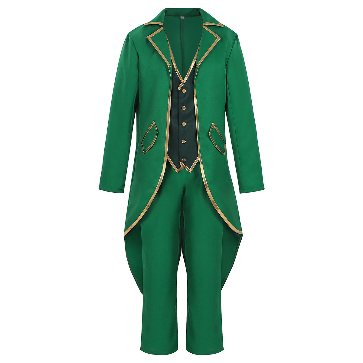 Irischer Gothic-Mantel – Kleeblatt-Anzug mit Zipfelmütze für St. Patrick, HERREN
