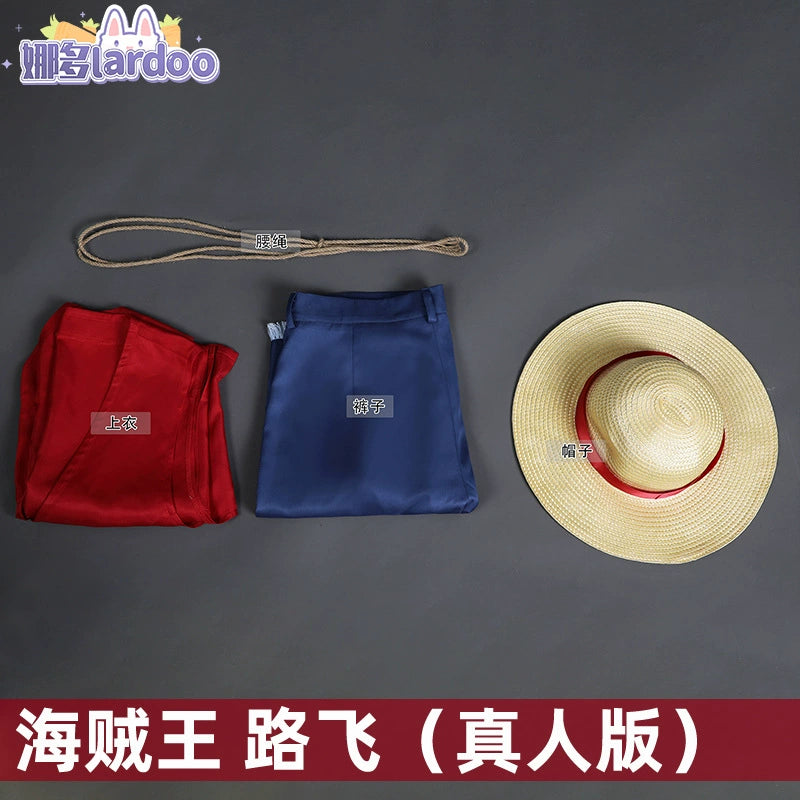 Luffy One Piece Outfit-Set Cosplay Kostuem Damen Rot