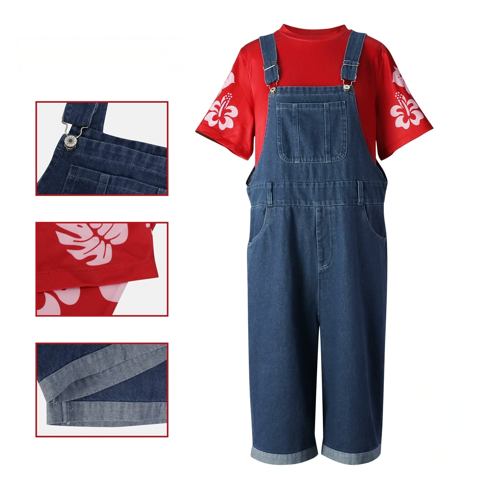 Stitch Cowgirl Lilo & Stitch Denim Latzhose Set Cosplay Kostuem Damen
