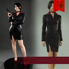 Ada Wong Resident Evil Schwarzes Lederjacken-Set Cosplay Kostuem Damen
