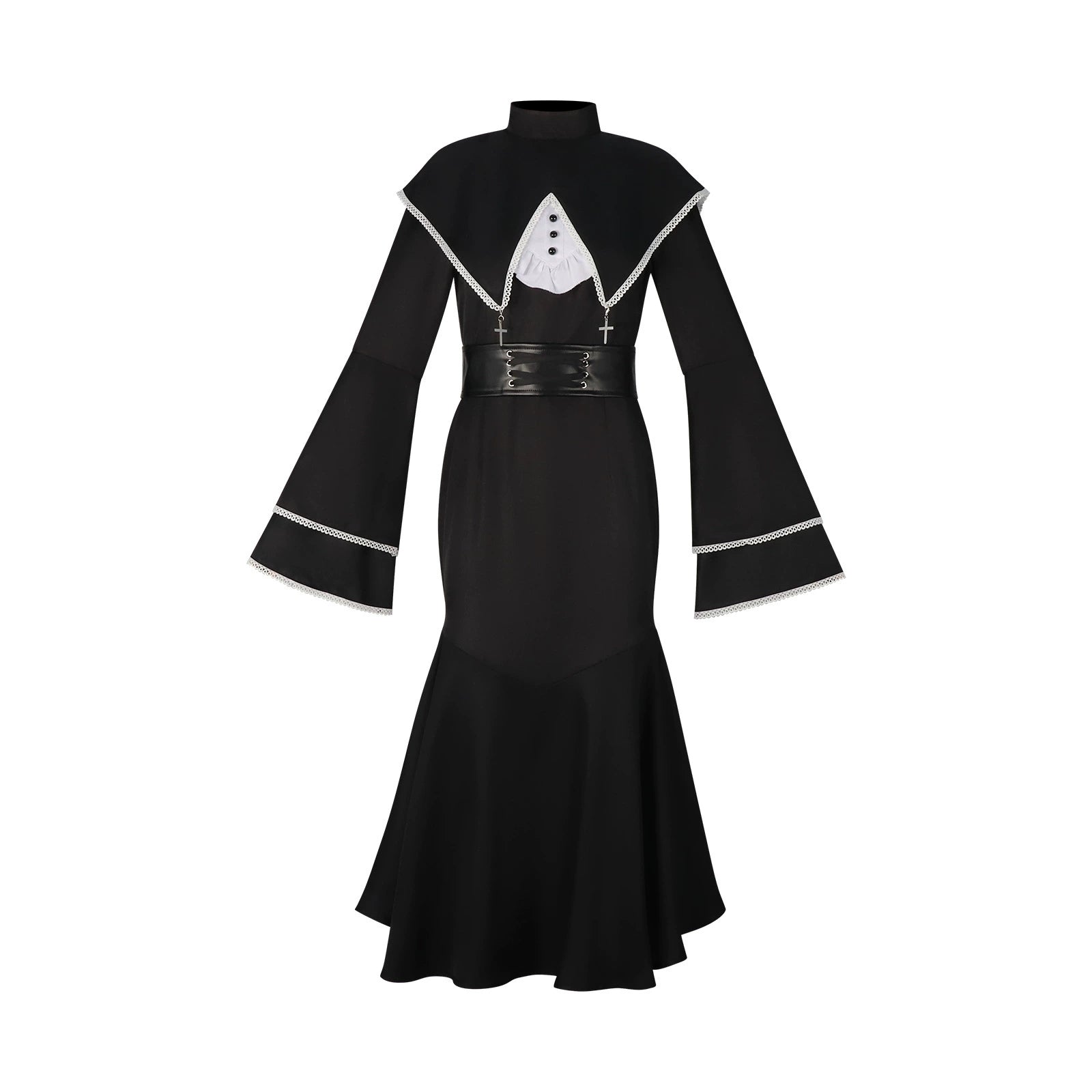Hatsune Miku Project Sekai Nonnen-Kleid Cosplay Kostuem Damen Schwarz Weiß