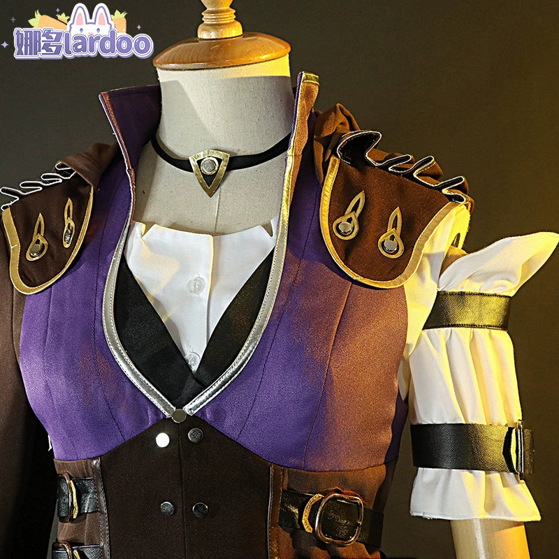 Caitlyn League of Legends Uniform-Set Cosplay Kostuem Damen Lila