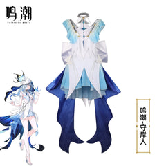 Shorekeeper Wuthering Waves Außergewöhnliches Kleid Cosplay Kostuem Damen Weiß Blau