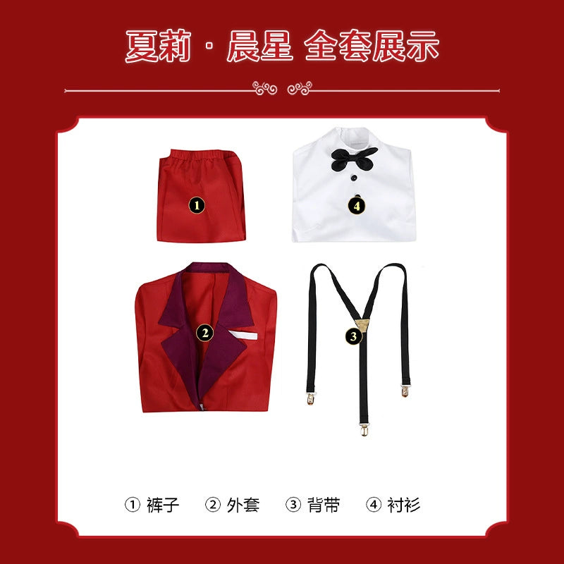 Alastor Hazbin Hotel Anzug-Set Cosplay Kostuem Damen Rot