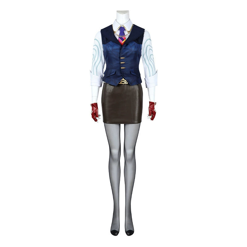 Chamber Valorant Agenten-Set Cosplay Kostuem Damen Dunkelblau