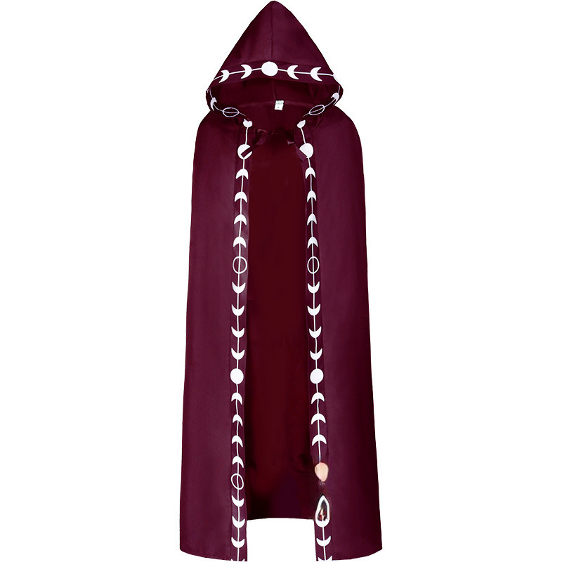 Druck-Kapuzenumhang – Fantasy-Cape mit Muster für Renaissance & Halloween