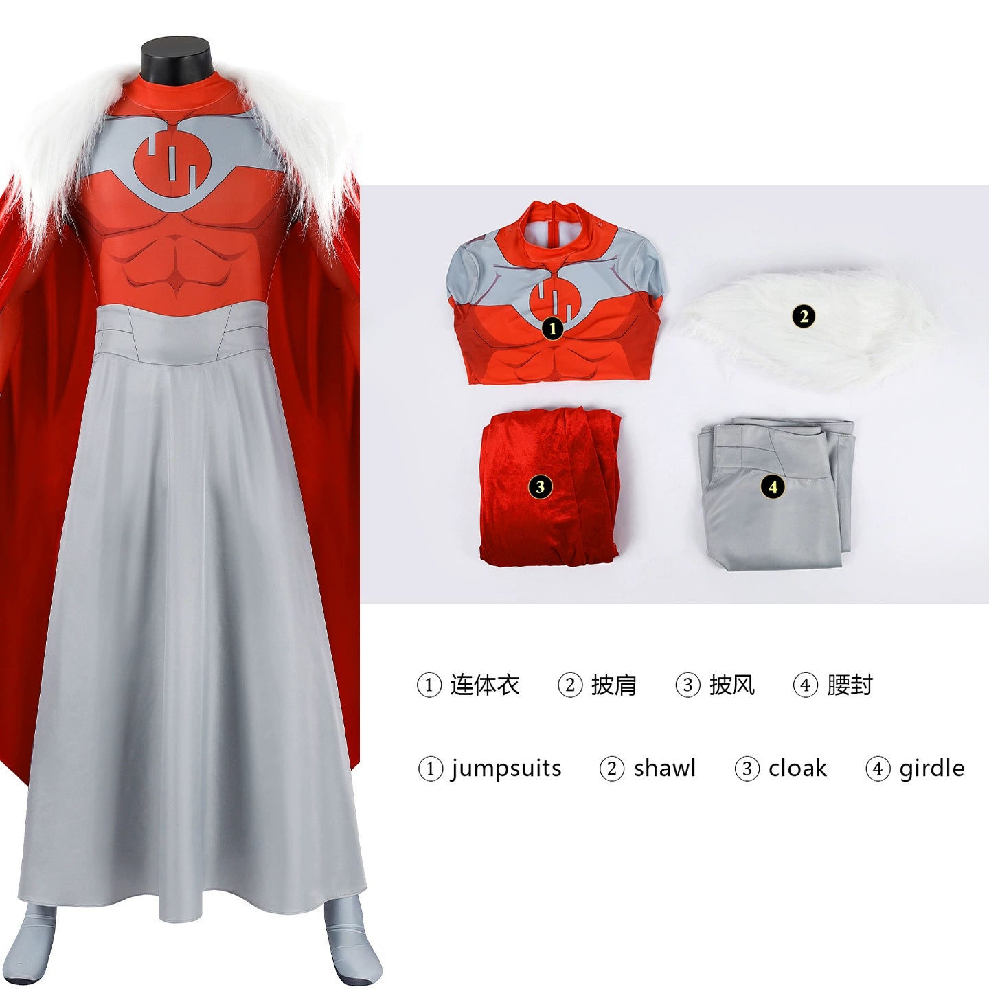 Cecil Stedman Invincible Anzug Cosplay Kostuem Damen Rot Weiss