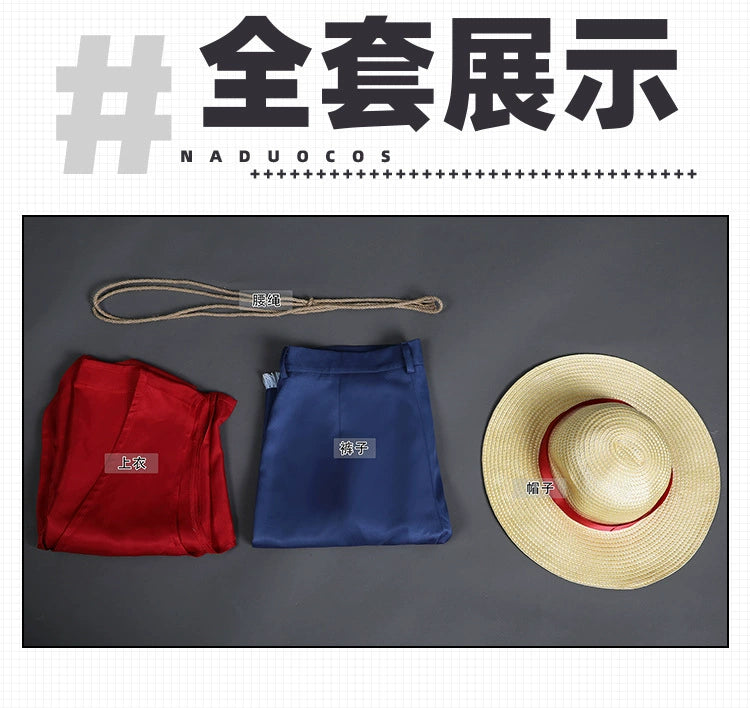 Luffy One Piece Outfit-Set Cosplay Kostuem Damen Rot