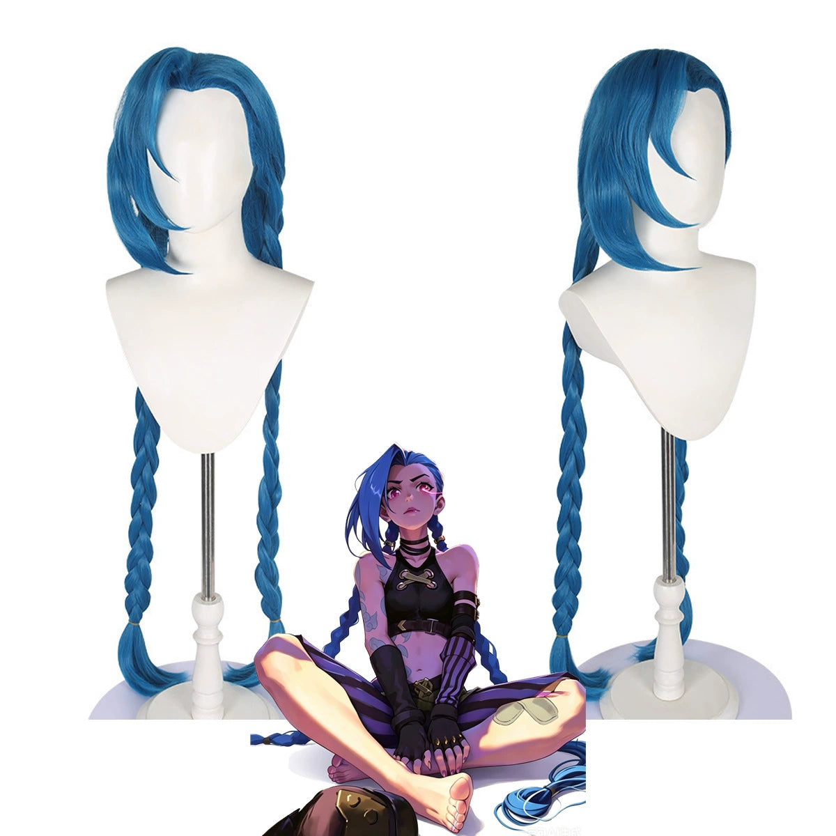Jinx Cosplay Peruecke Damen