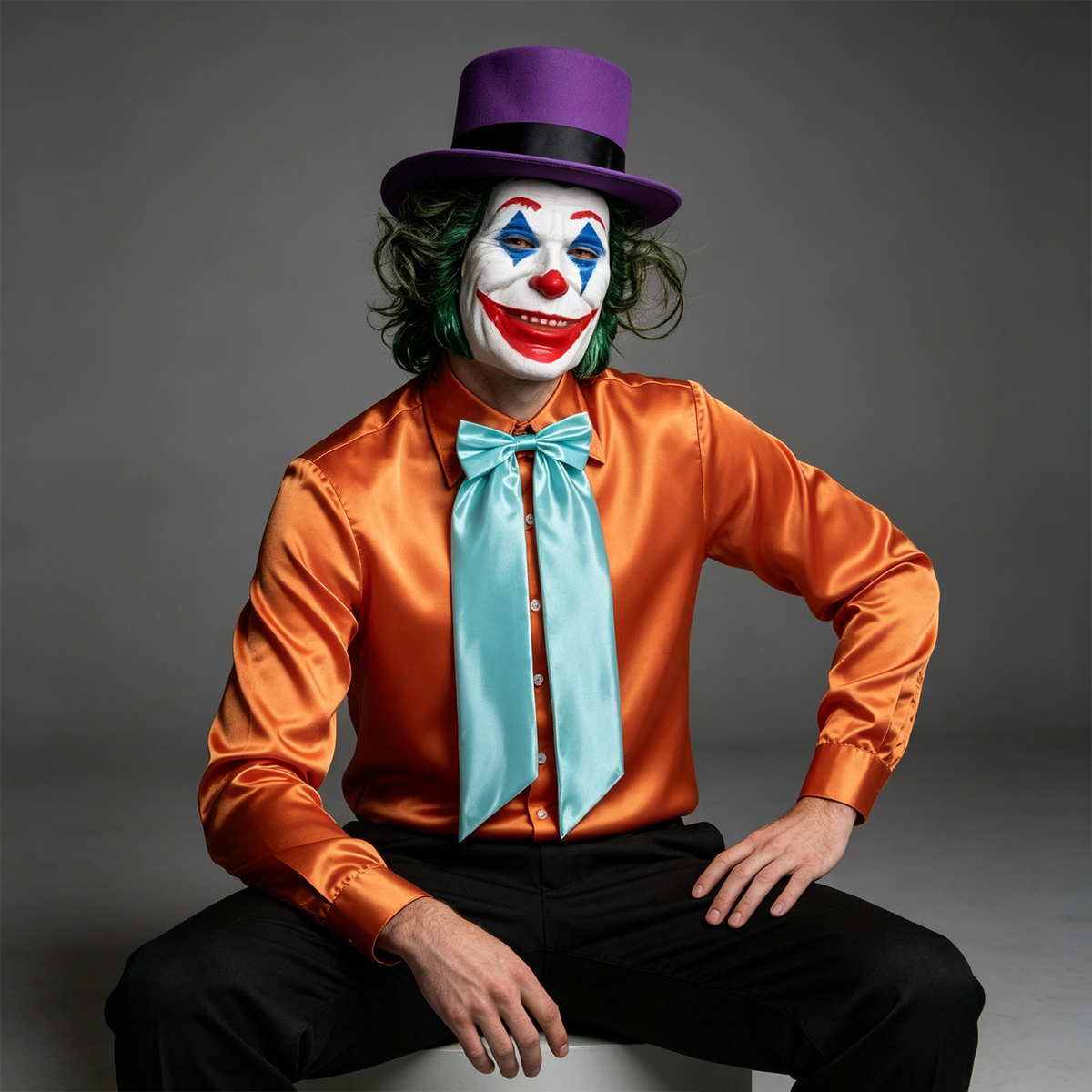 Grusel-Clown-Set – Hemd, Zylinder & Halbmaske komplett