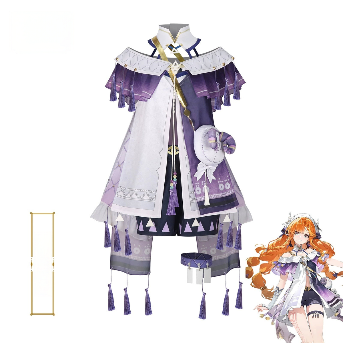 Wuthering Waves Auffälliges Kleid Cosplay Kostuem Damen Lila Weiß