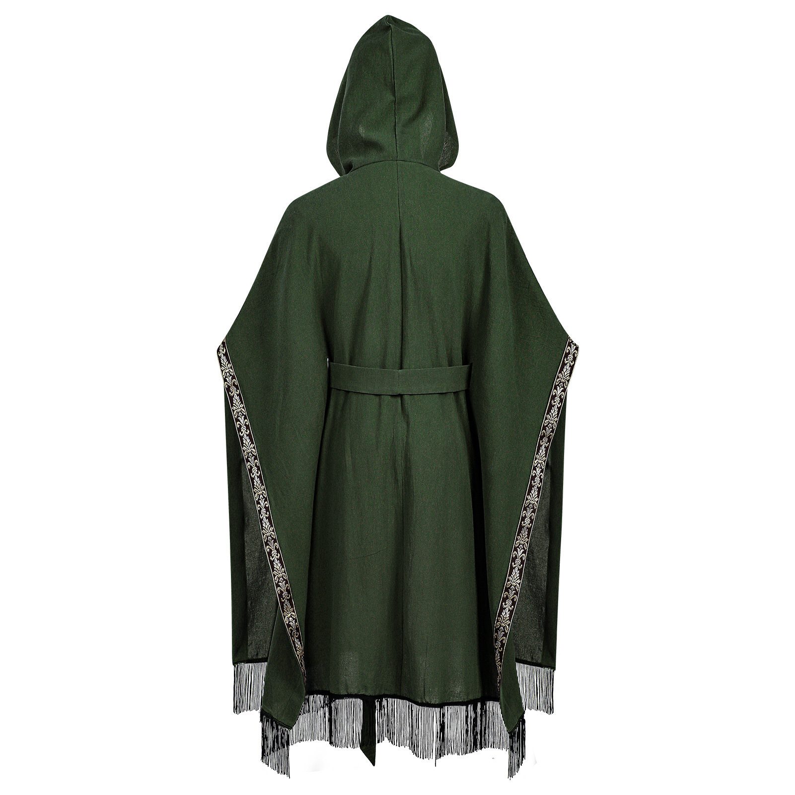 Kapuzen-Cape mit Schal & Brosche – Renaissance Umhang mit Fransen