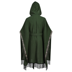 Kapuzen-Cape mit Schal & Brosche – Renaissance Umhang mit Fransen