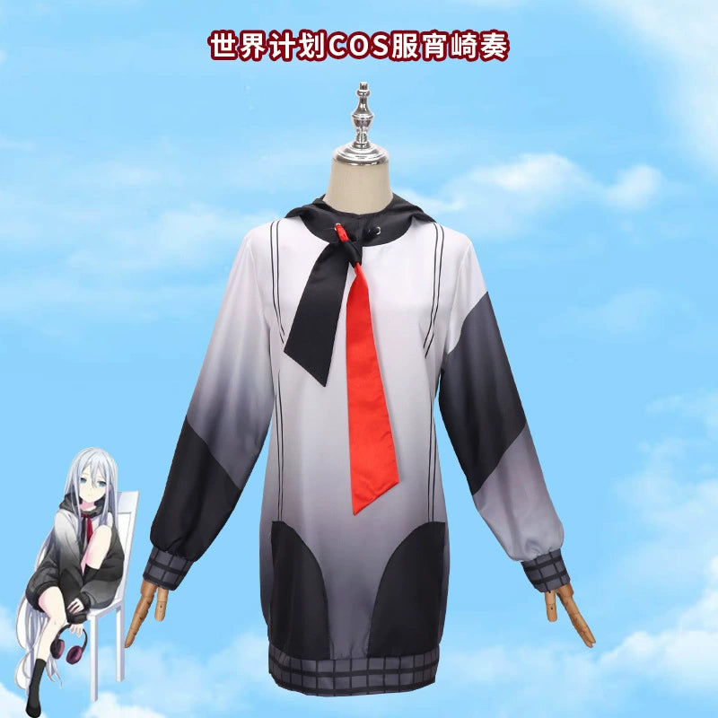 Yoisaki Kanade Project Sekai Bühnen-Outfit Cosplay Kostuem Damen Weiß Blau