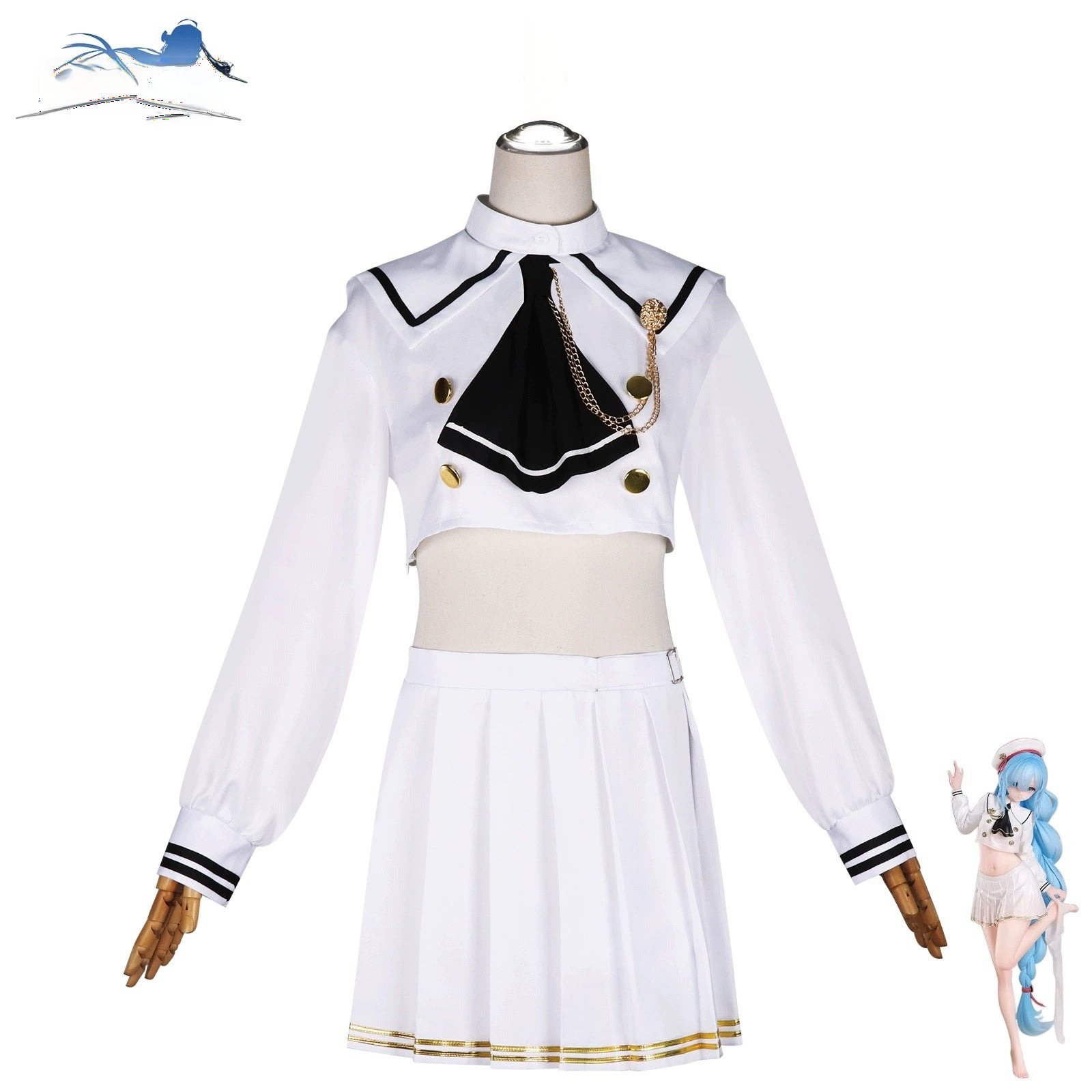 Janus Azur Lane JK-Uniform Cosplay Kostuem Damen Weiß Blau
