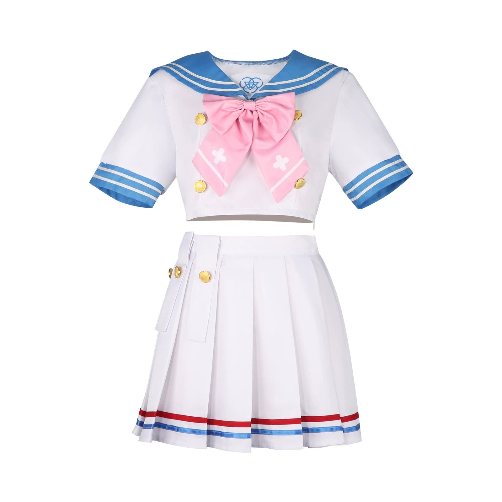 Hanako Blue Archive Matrosen-Uniform Cosplay Kostuem Damen Weiß Blau