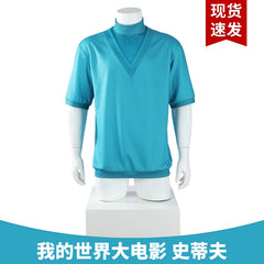Steve Minecraft T-Shirt-Set Cosplay Kostuem Damen Türkis