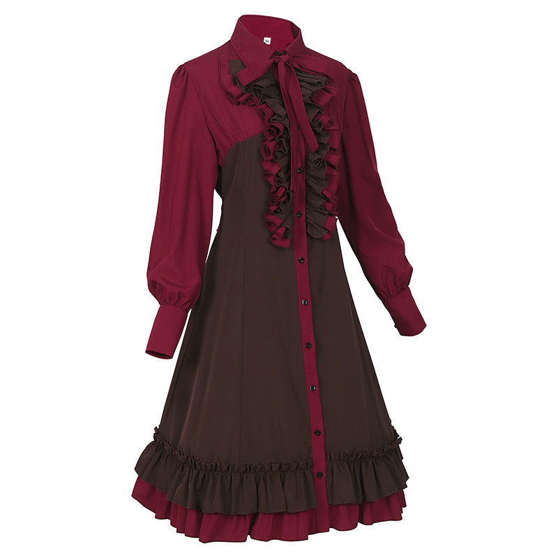 Hofkleid mit Petticoat-Saum – Blusenkleid Rüschen, DAMEN