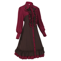 Hofkleid mit Petticoat-Saum – Blusenkleid Rüschen, DAMEN