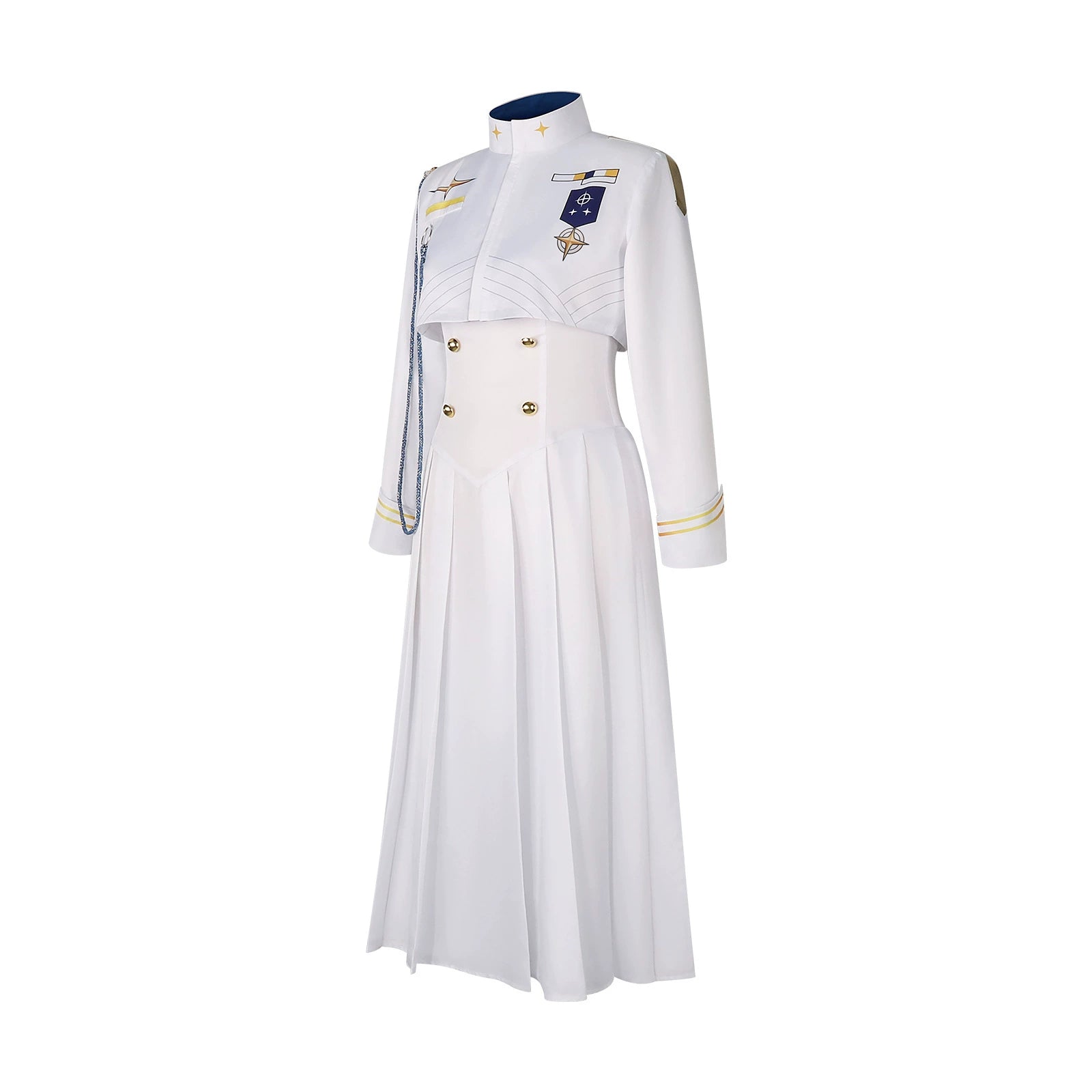 Blue Archive Schülerpräsidentin Präsidenten-Kleid Cosplay Kostuem Damen Weiß Gold