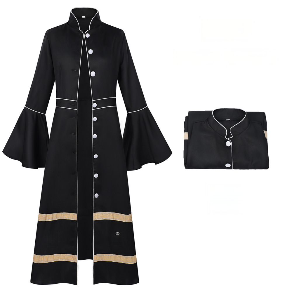 Dunkles Maxi-Robe – Gothic Langarmkleid mit Kapuze für Halloween, DAMEN