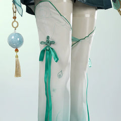 Lan Meng Naraka Bladepoint Anzug Cosplay Kostuem Damen Tuerkis Gold