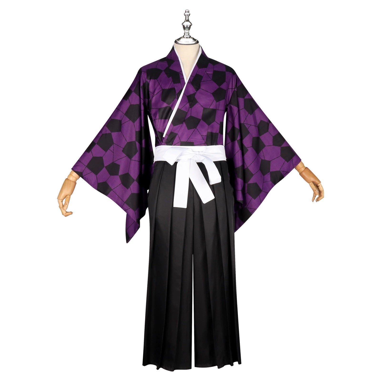 Kokushibo Demon Slayer Kimono-Set Cosplay Kostuem Damen Lila Schwarz