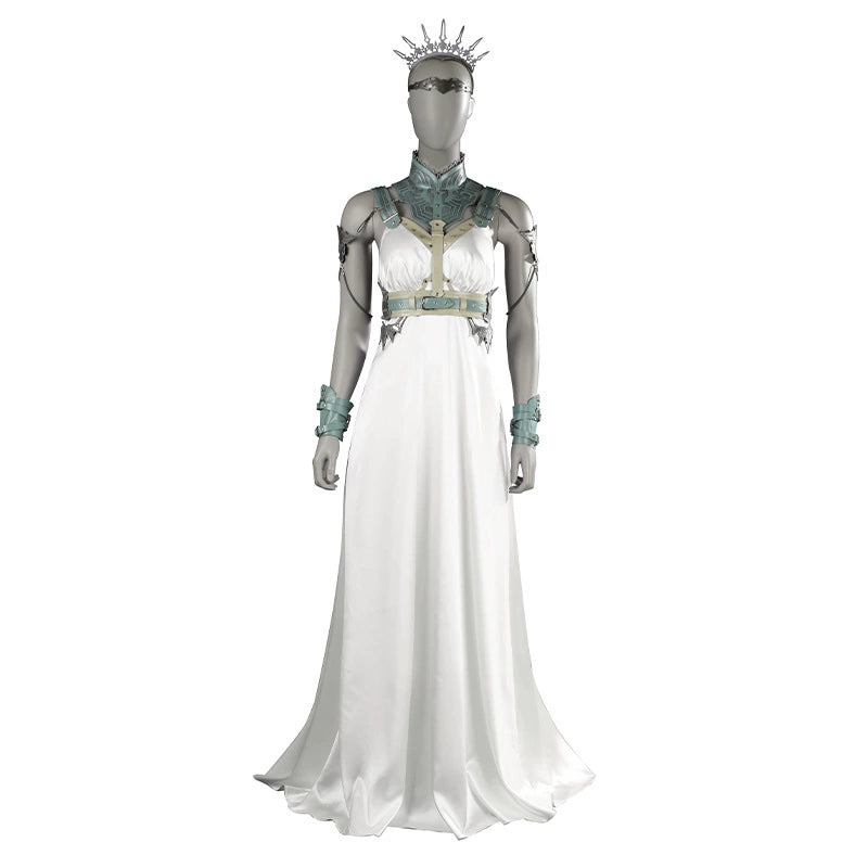 Tifa Final Fantasy VII Buehnenkleid Cosplay Kostuem Damen Weiss Tuerkis