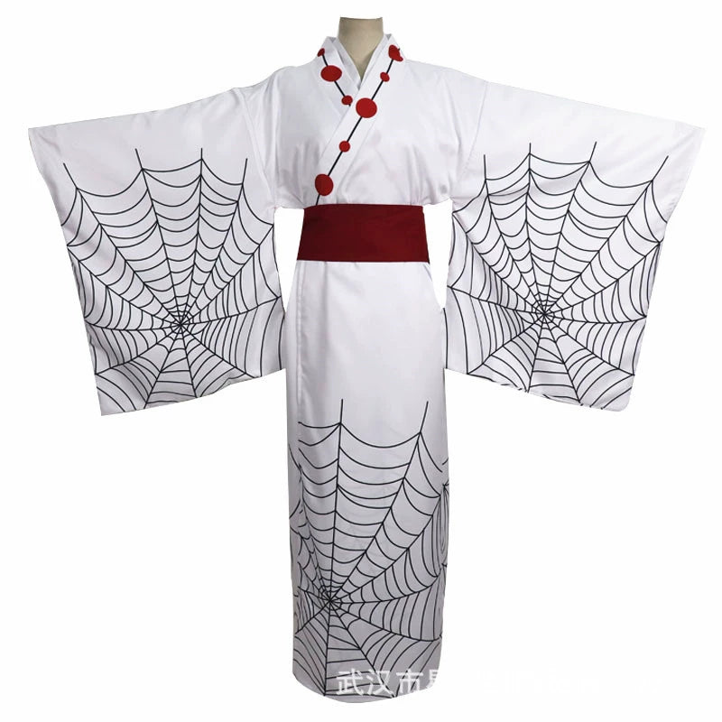 Rui Demon Slayer Kimono-Set Cosplay Kostuem Damen Weiß Rot