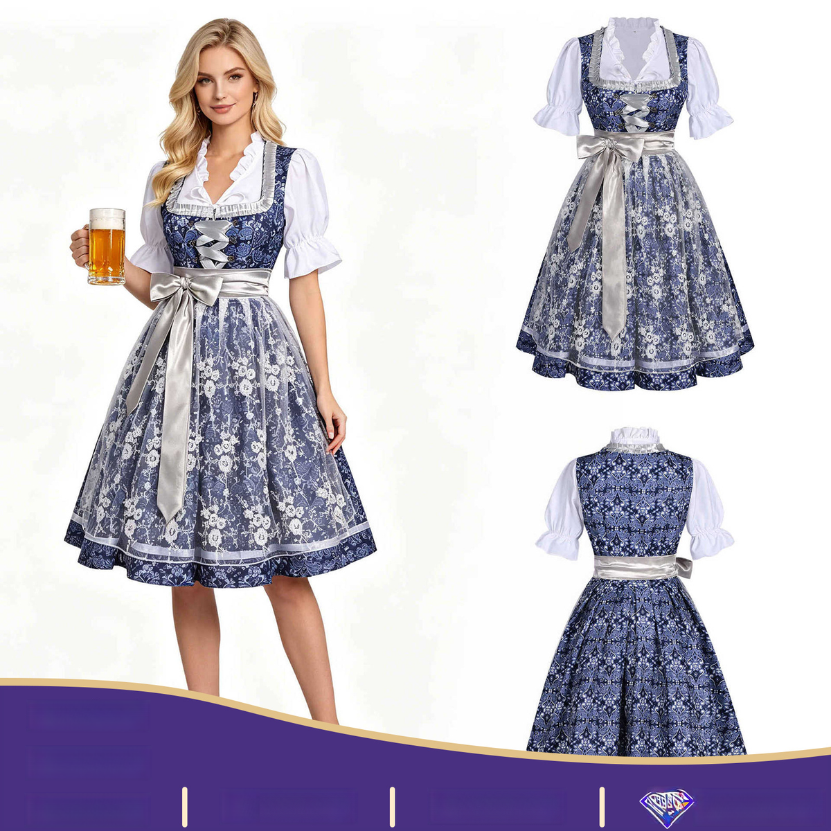 Bayerisches Dirndl floralk – Maid-Kleid Wiesn, DAMEN