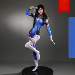 D.Va Overwatch Overall Cosplay Kostuem Damen Blau Weiss